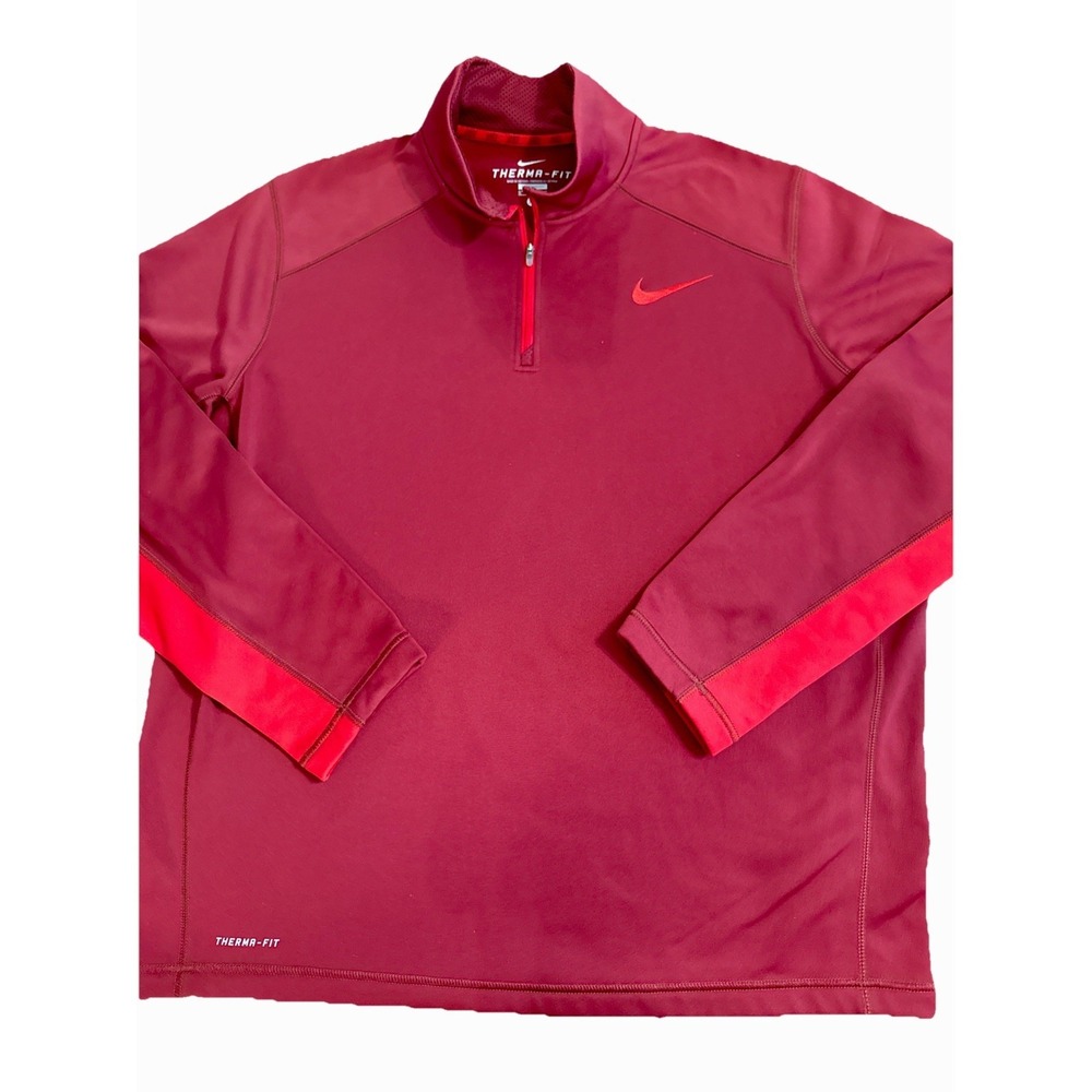 Nike Therma-FIT Pullover Mens XL  Maroon Red  Fleece Quarter Zip  Sweatshirt